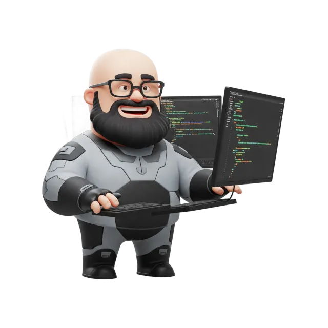 Moi version cartoon 3D entrain de coder